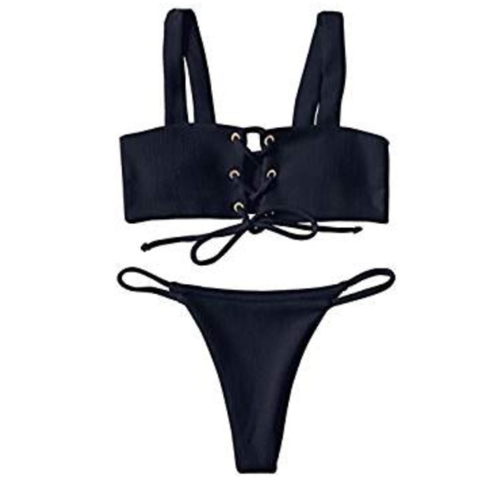 Lace up bathing suit top